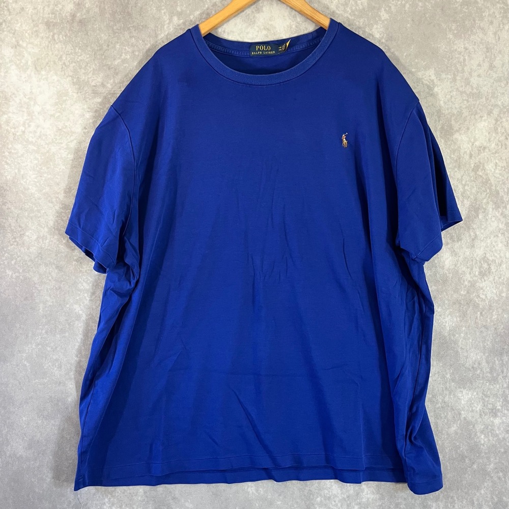 Polo Ralph Lauren T-Shirt Mens 4XB Blue Short Sleeve Cotton Pony Logo Tee Casual